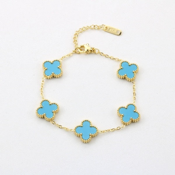 High-End Four Leaf Clover Bracelet in Titanium Steel