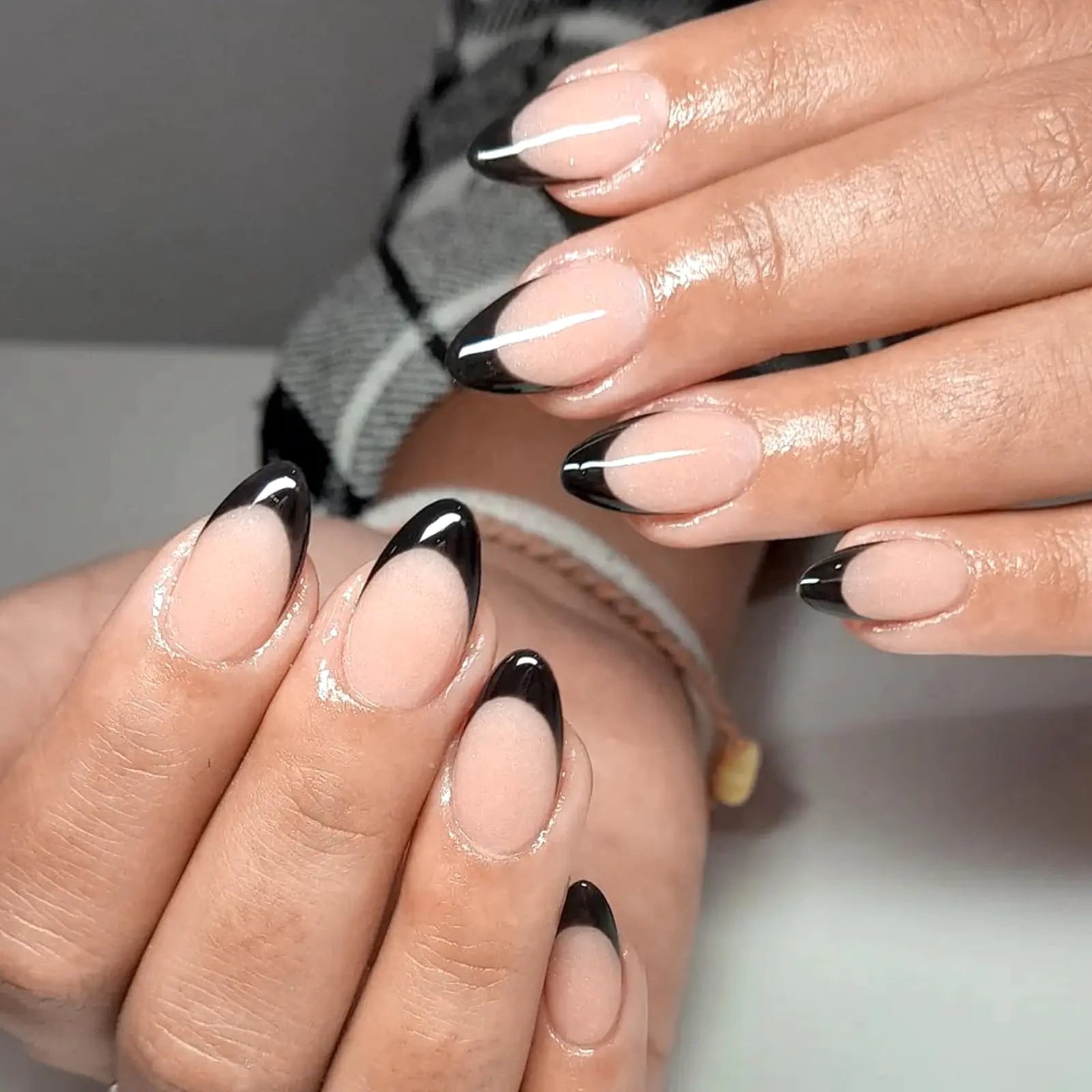 Nails Short Almond Fake Nails with Glue Almond Press on Nails Medium Glossy Acrylic Nails Press ons Full Cover Glue on Nails for Women Girls