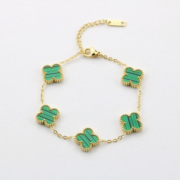 High-End Four Leaf Clover Bracelet in Titanium Steel