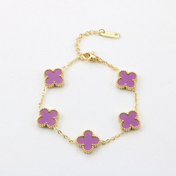 High-End Four Leaf Clover Bracelet in Titanium Steel